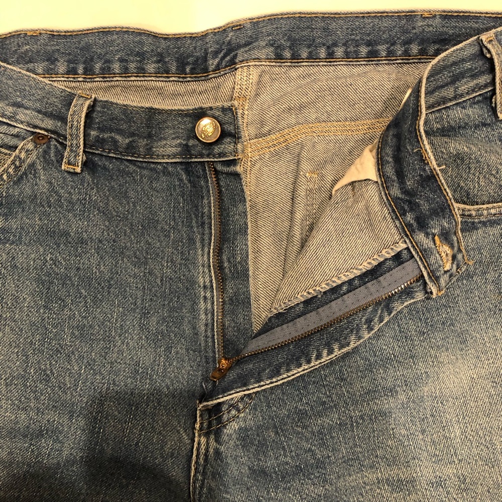 vtg DICKIES Distressed Denim Carpenter Baggy Jeans 34x32 workwear skater 90s 00s - Picture 2 of 10